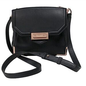 Alexander Wang Rose Gold lock black leather crossbody bag